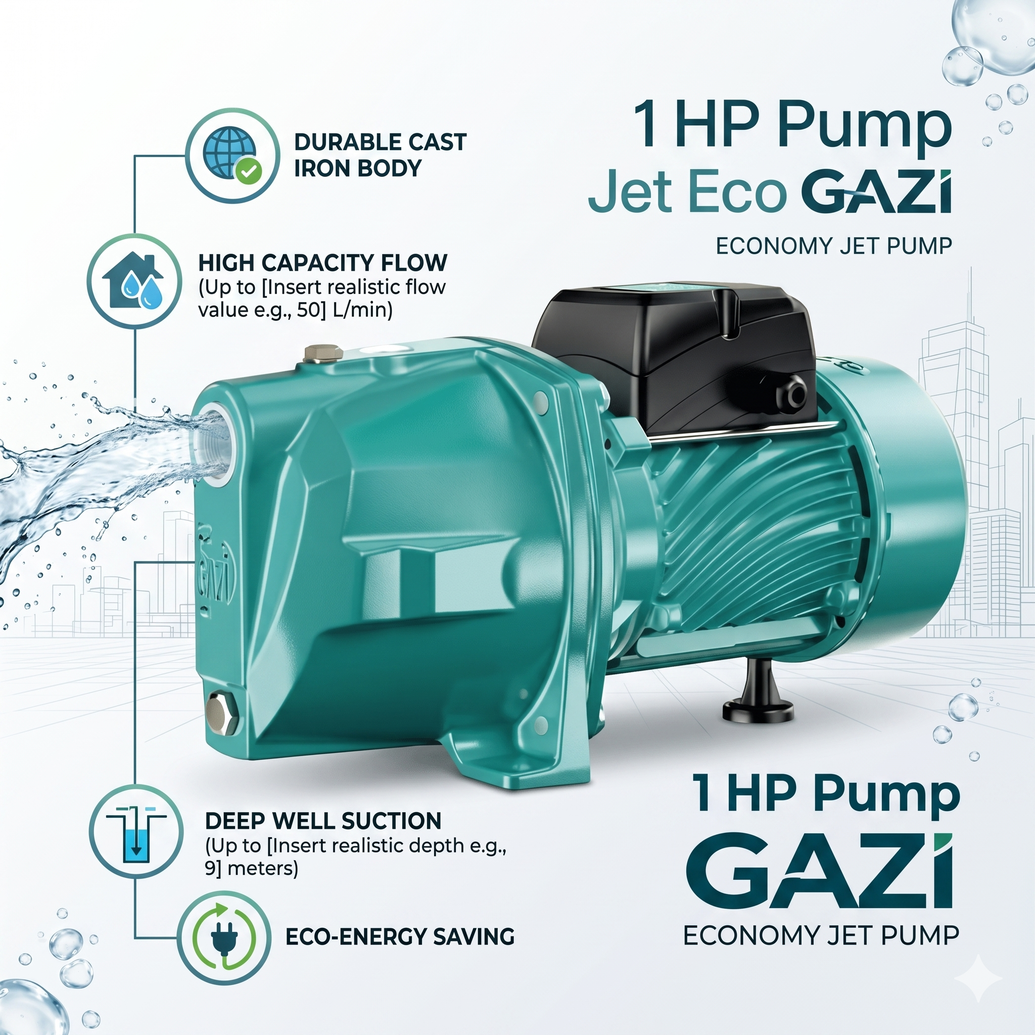 1 HP Pump Jet Eco Gazi