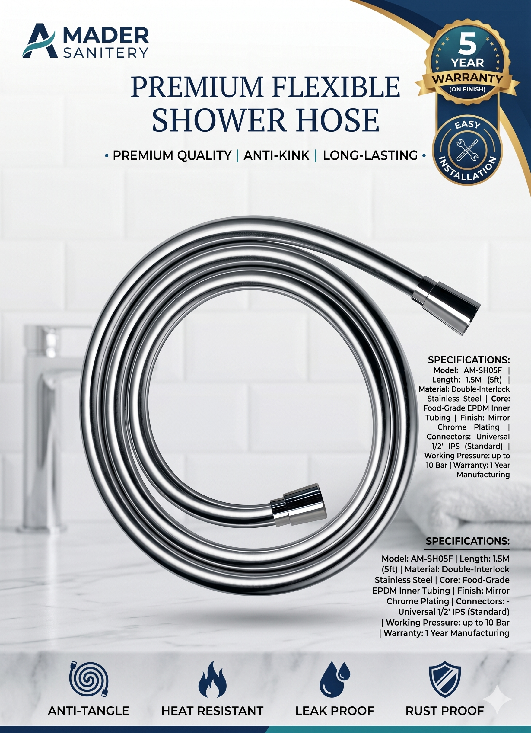 Hand Shower Chain(120cm) Sattar