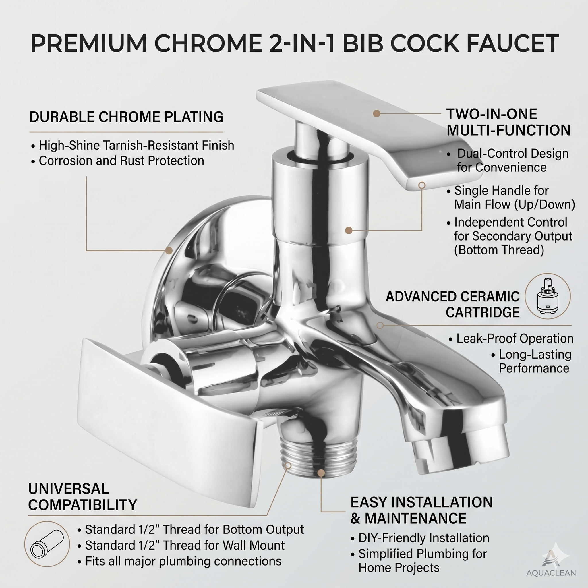 Two In One Bib Cock Heavy Alifa Metal