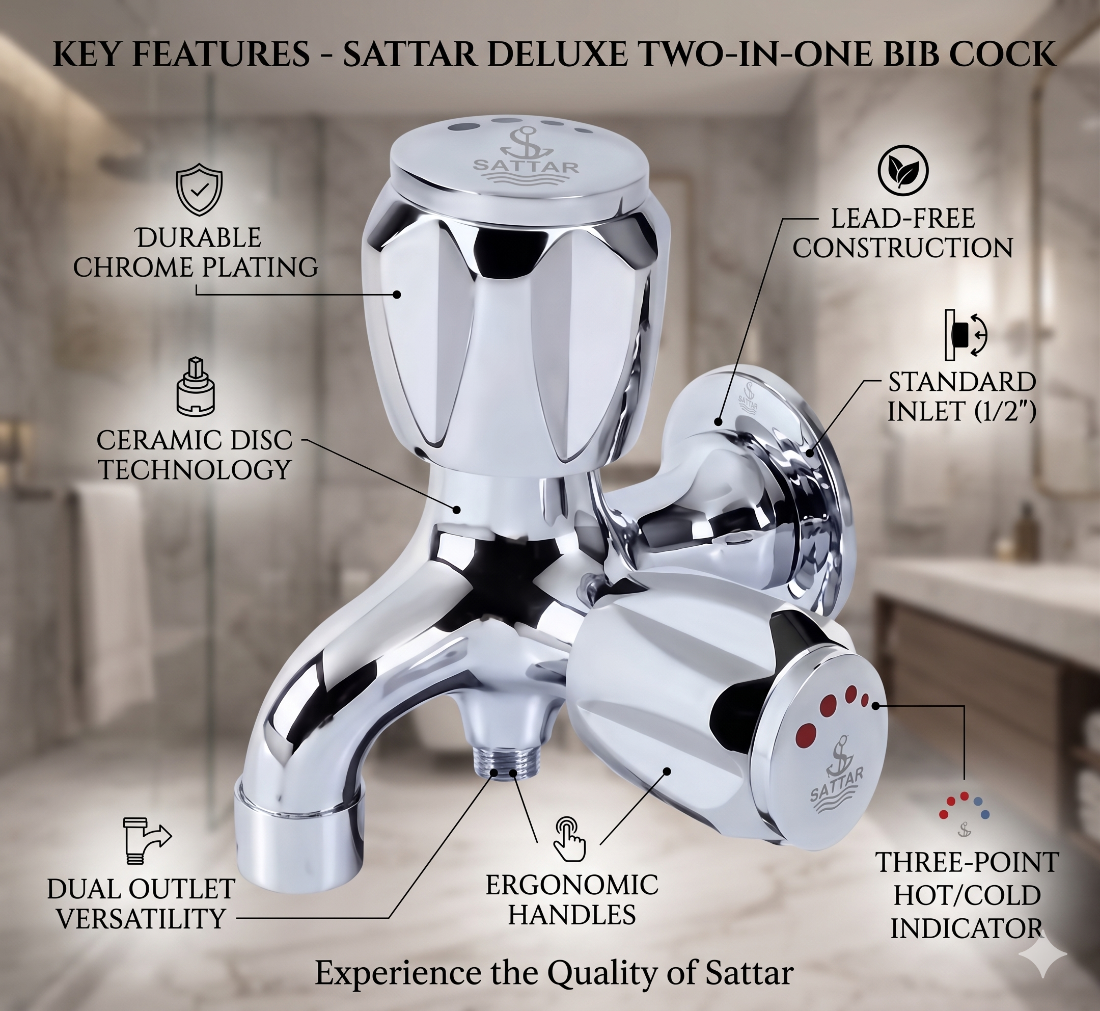 Two In One Bib Cock Deluxe Sattar