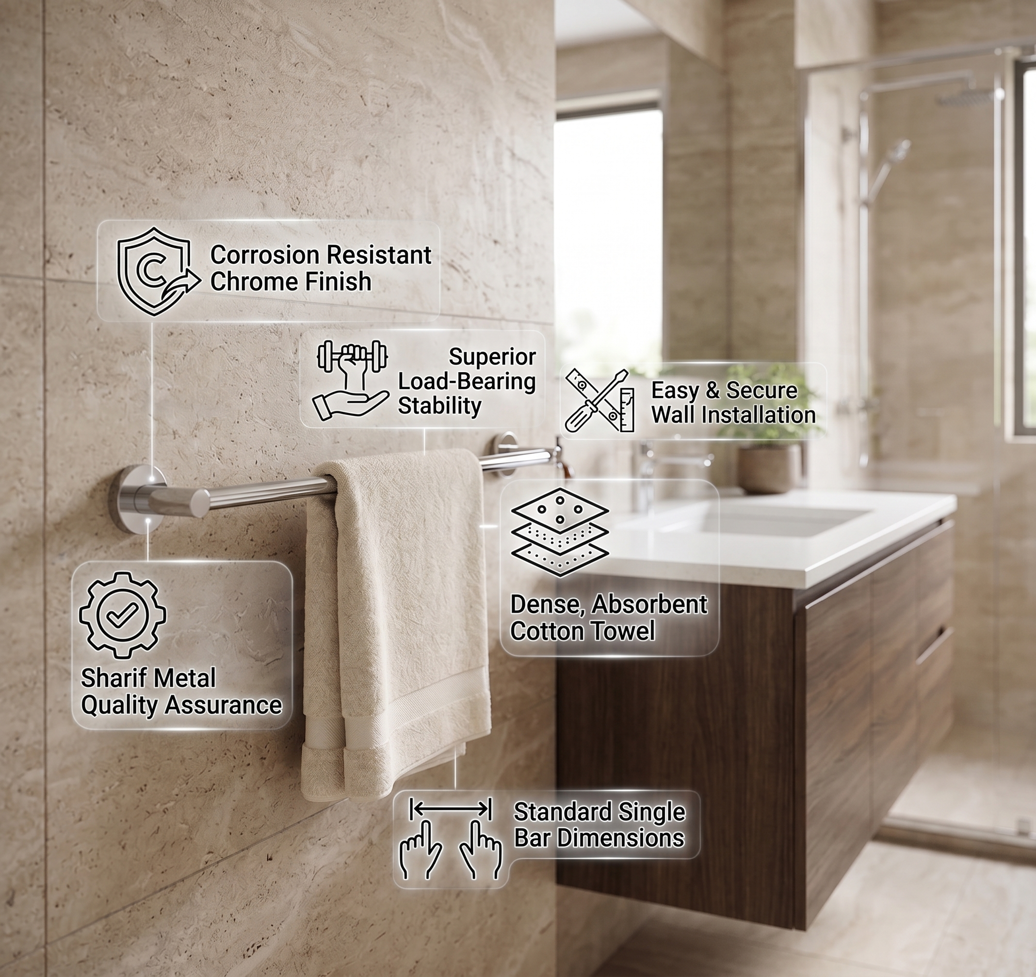 Towel Rail Single Sharif Metal