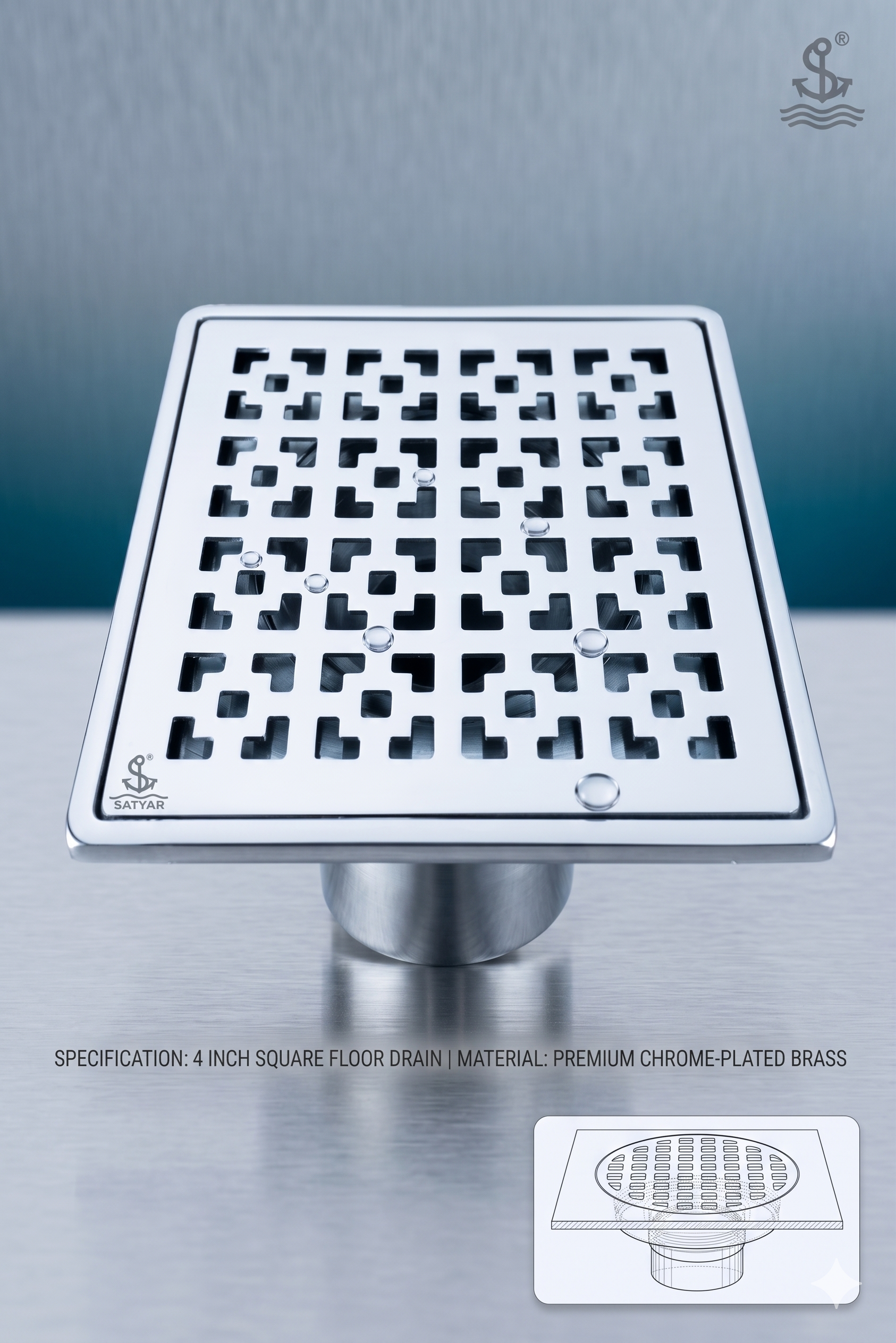(6x6)" Floor Drain (Venus), 4"