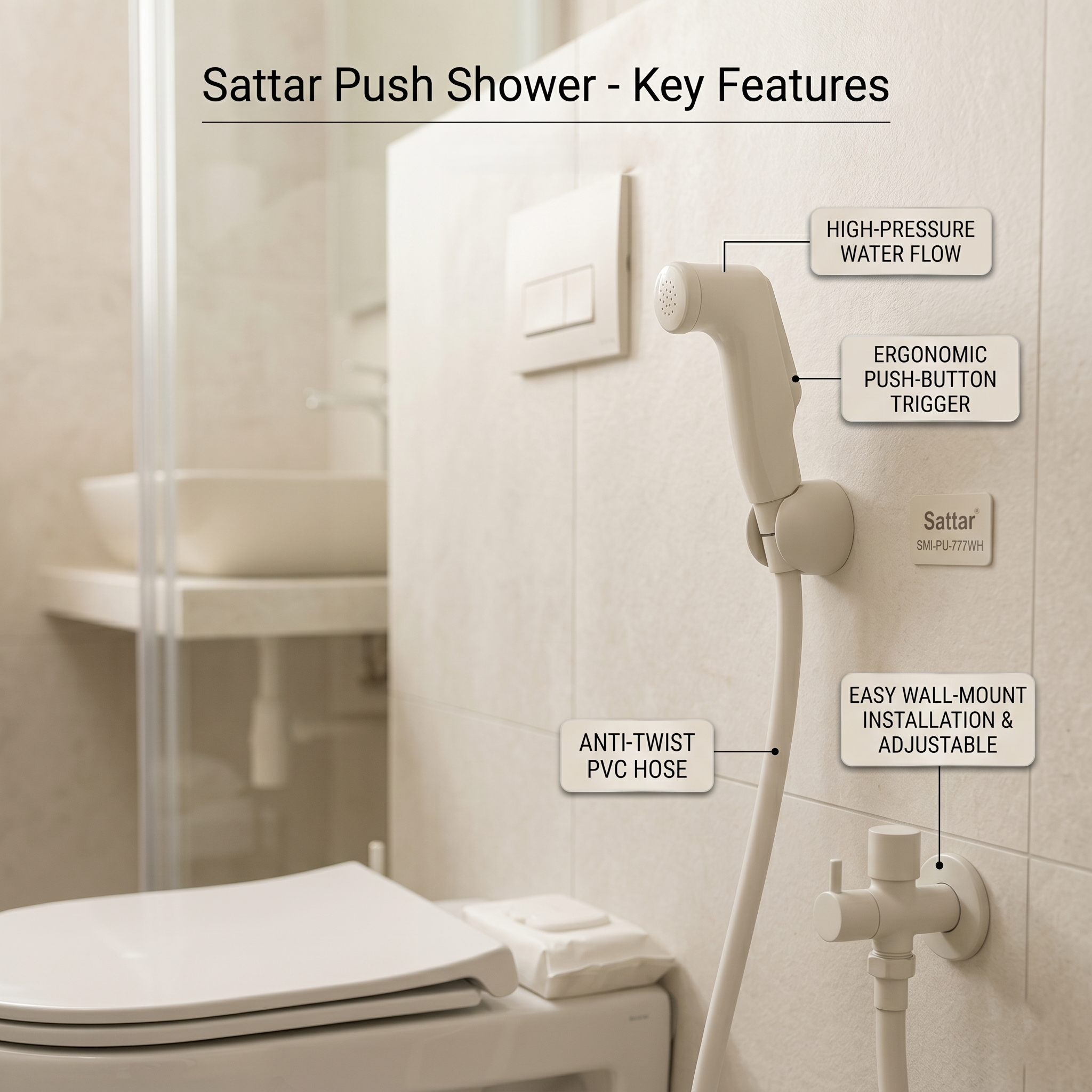 Push Shower Off-White Sattar