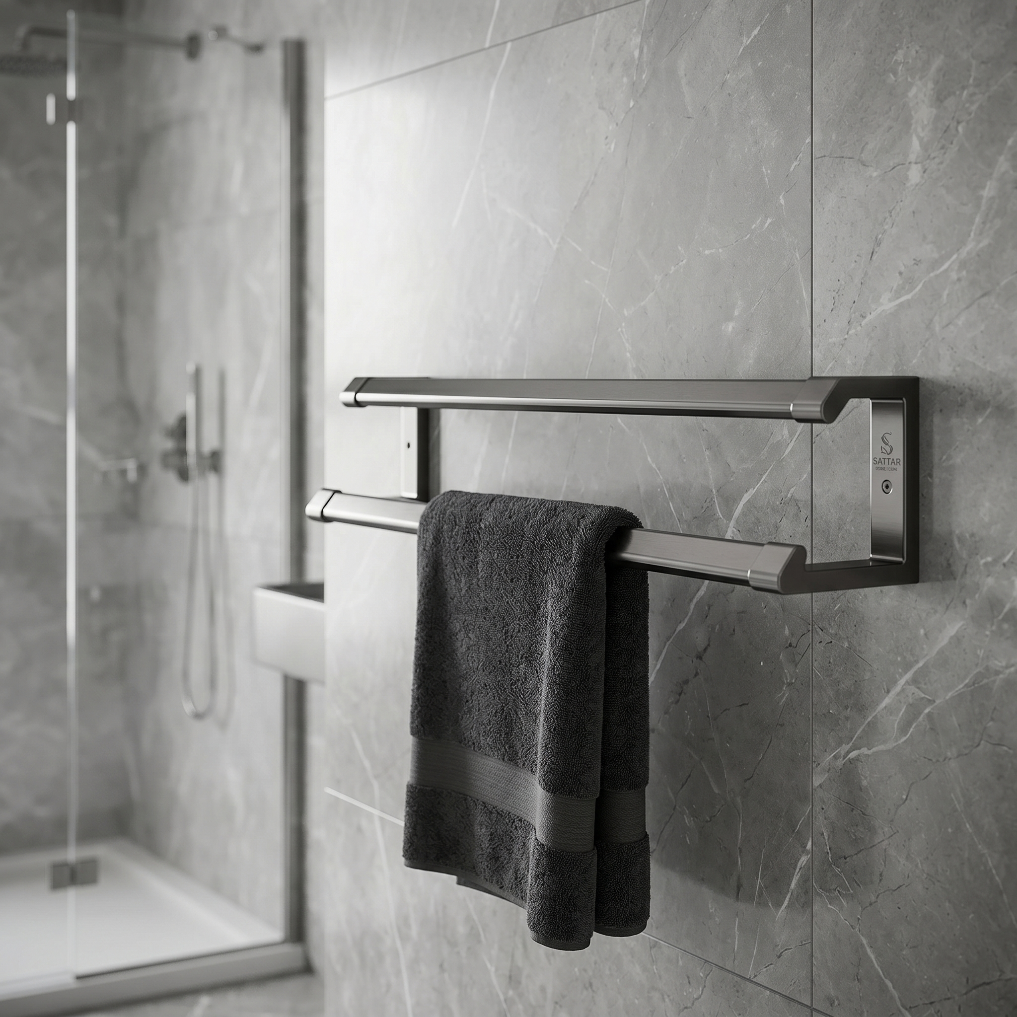 24" Gun Grey Towel Bar Double Sattar