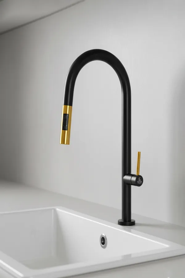 Kitchen Sink Mixer With Pull Out Sprayer 360 Degree Rotation