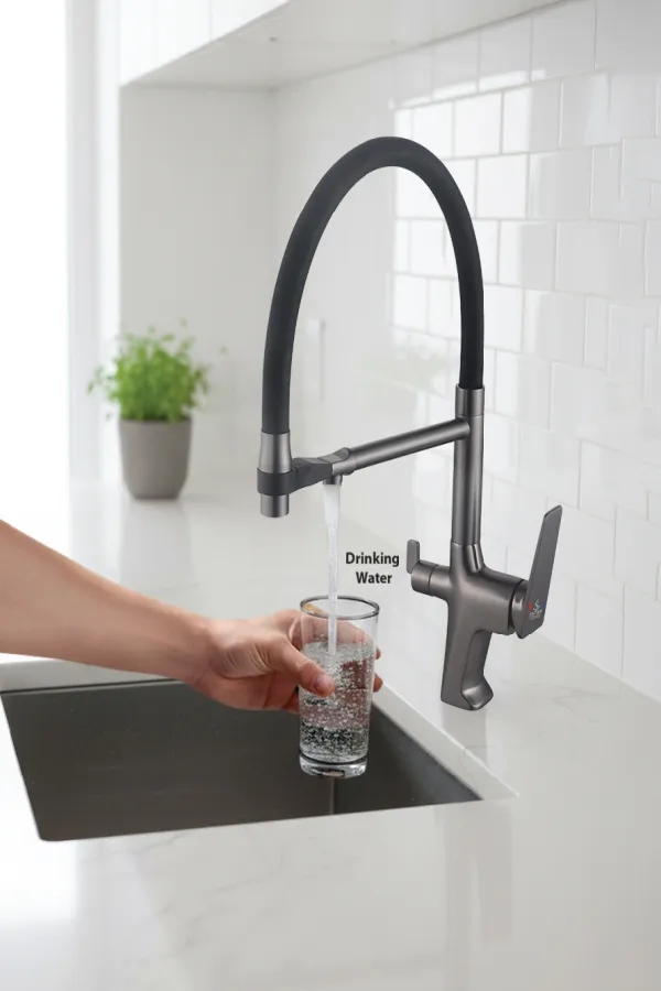 Kitchen Sink Mixer With Pull Out Sprayer and a Separate Spout for Drinking Water