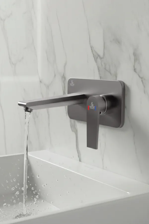 Wall Mounted Single Lever Basin Mixer (Gun Grey)
