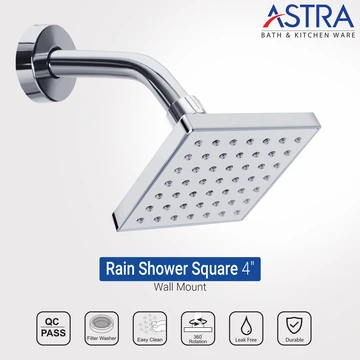 Rain Shower Square (4 inch Wall Mount) Astra