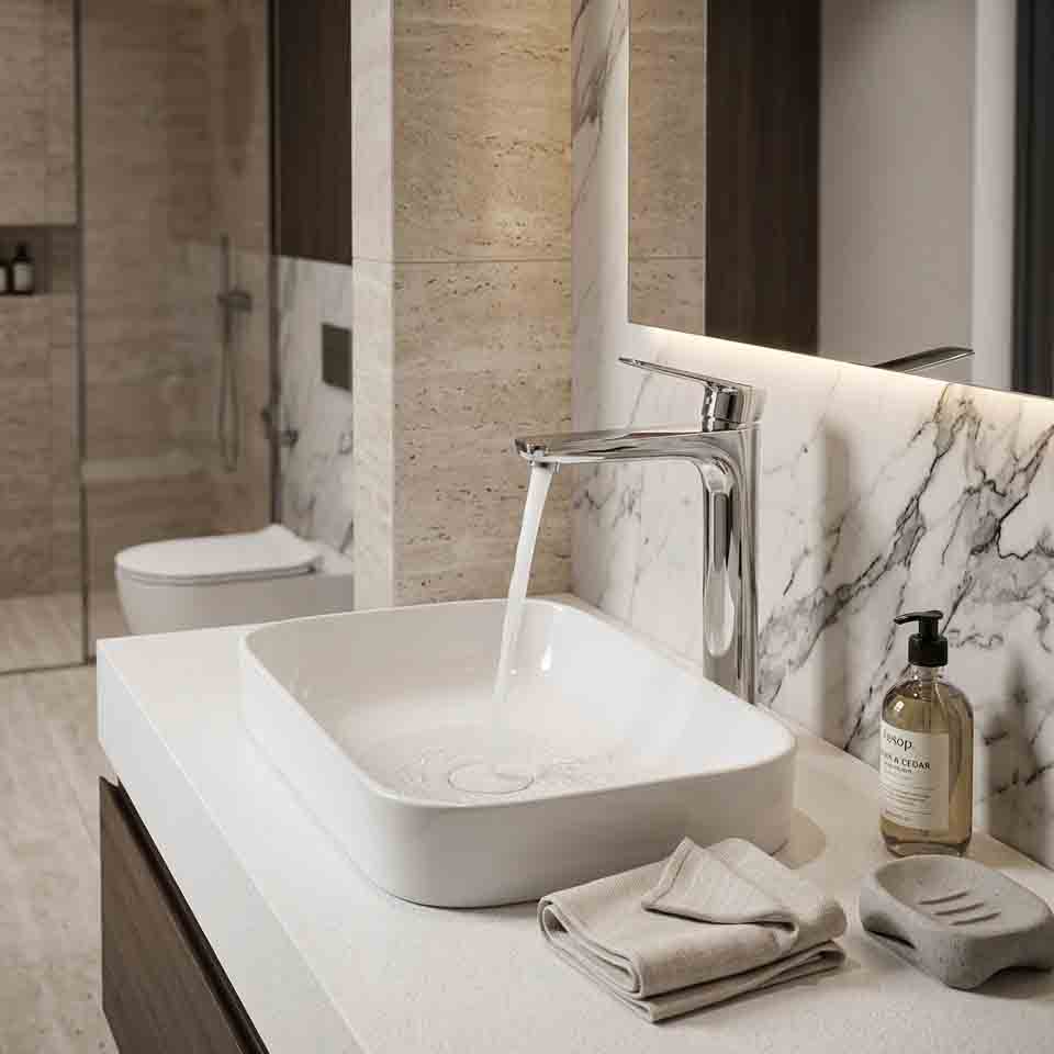 Single Lever Basin Mixer Tall 32cm Sharif Metal