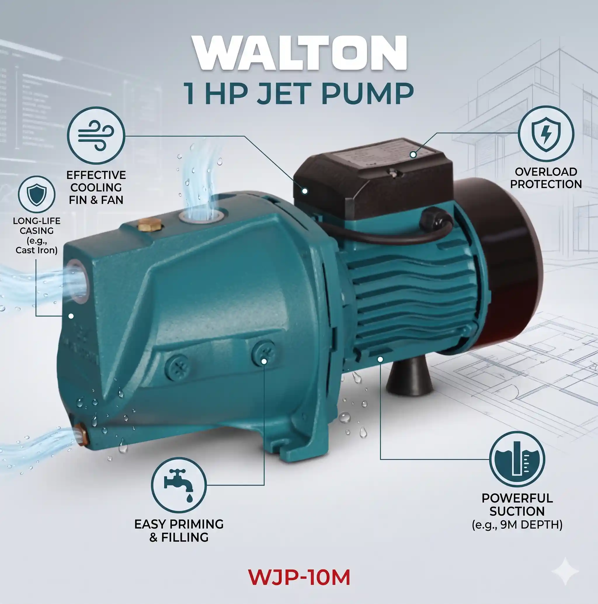 Walton 1 HP Jet Pump (WJP-10M)
