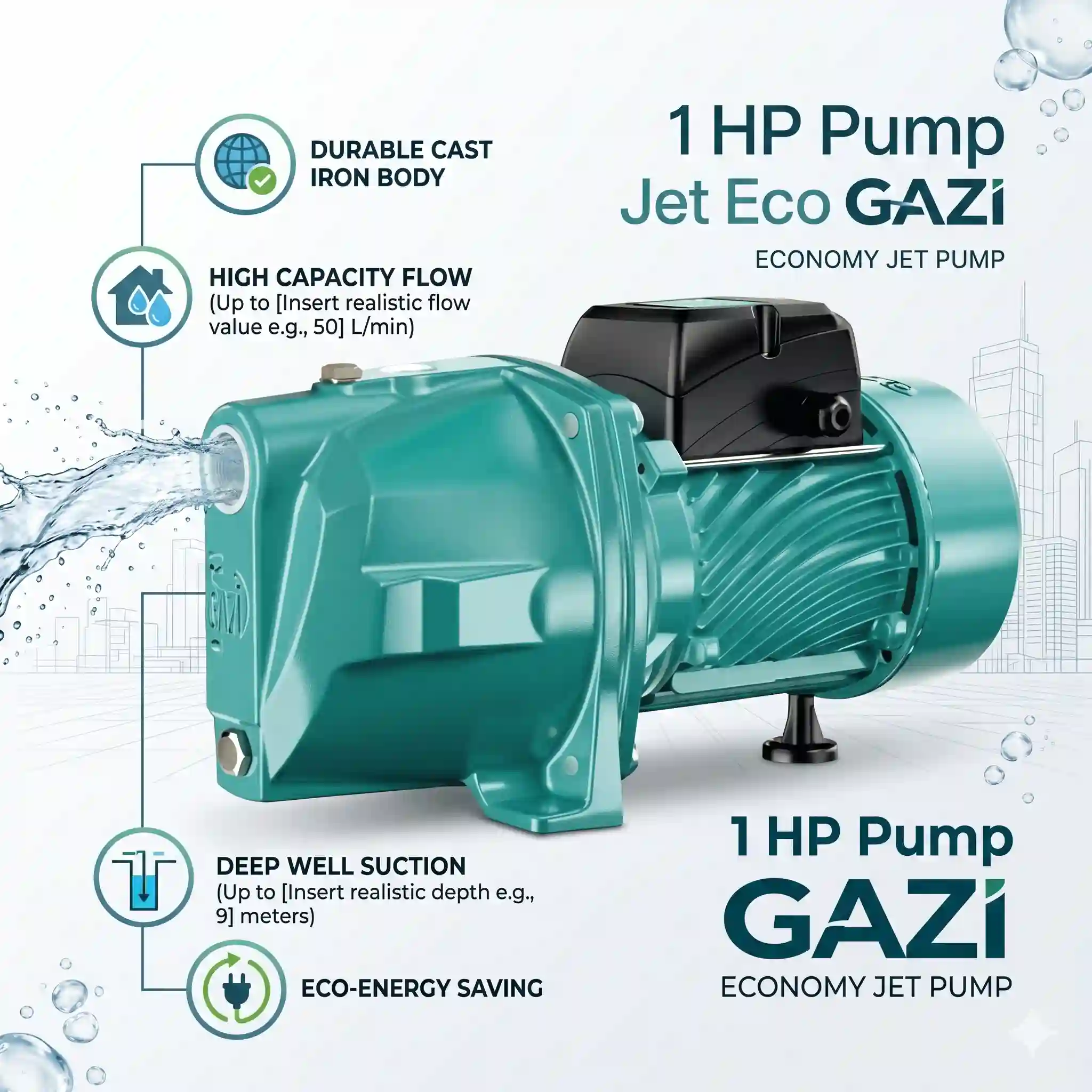 1 HP Pump Jet 10m Gazi