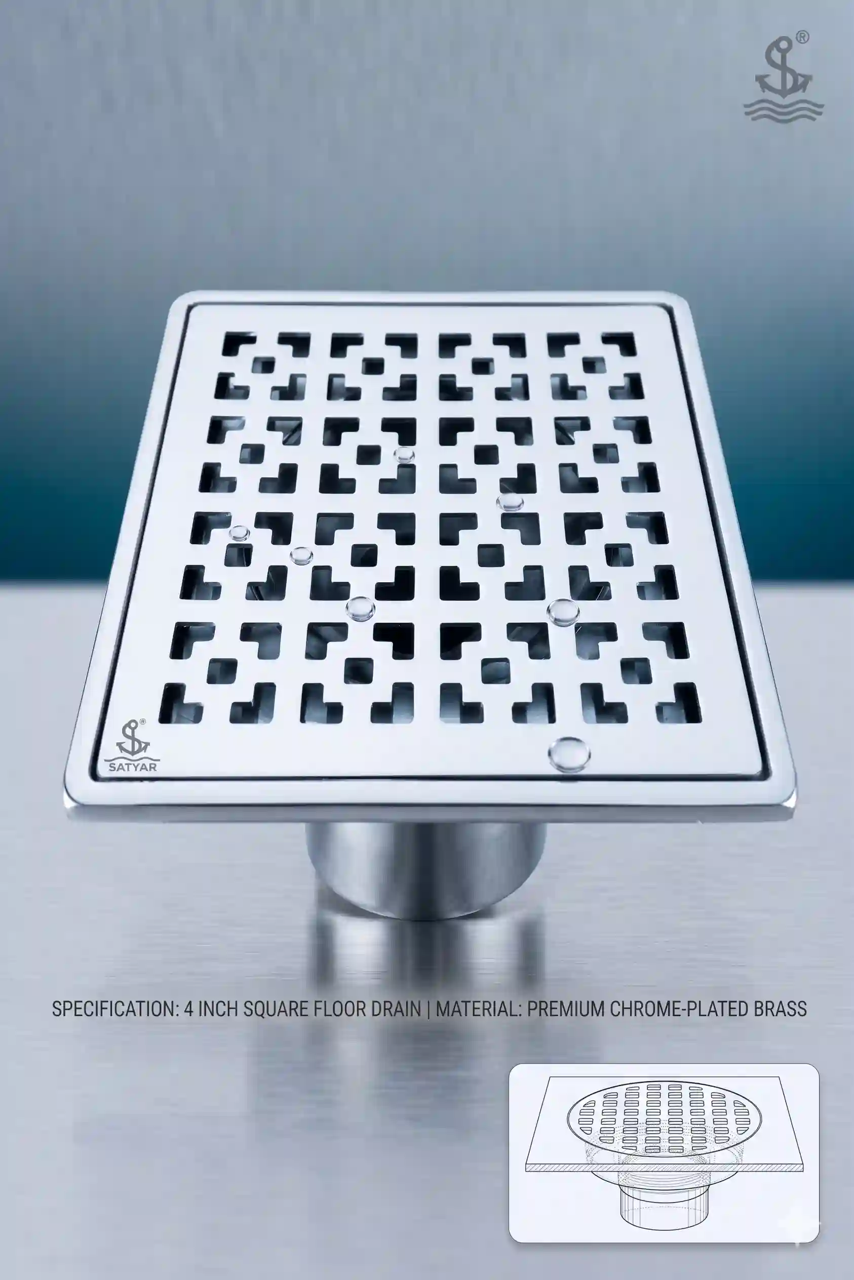 (6x6)" Floor Drain (Venus), 4"