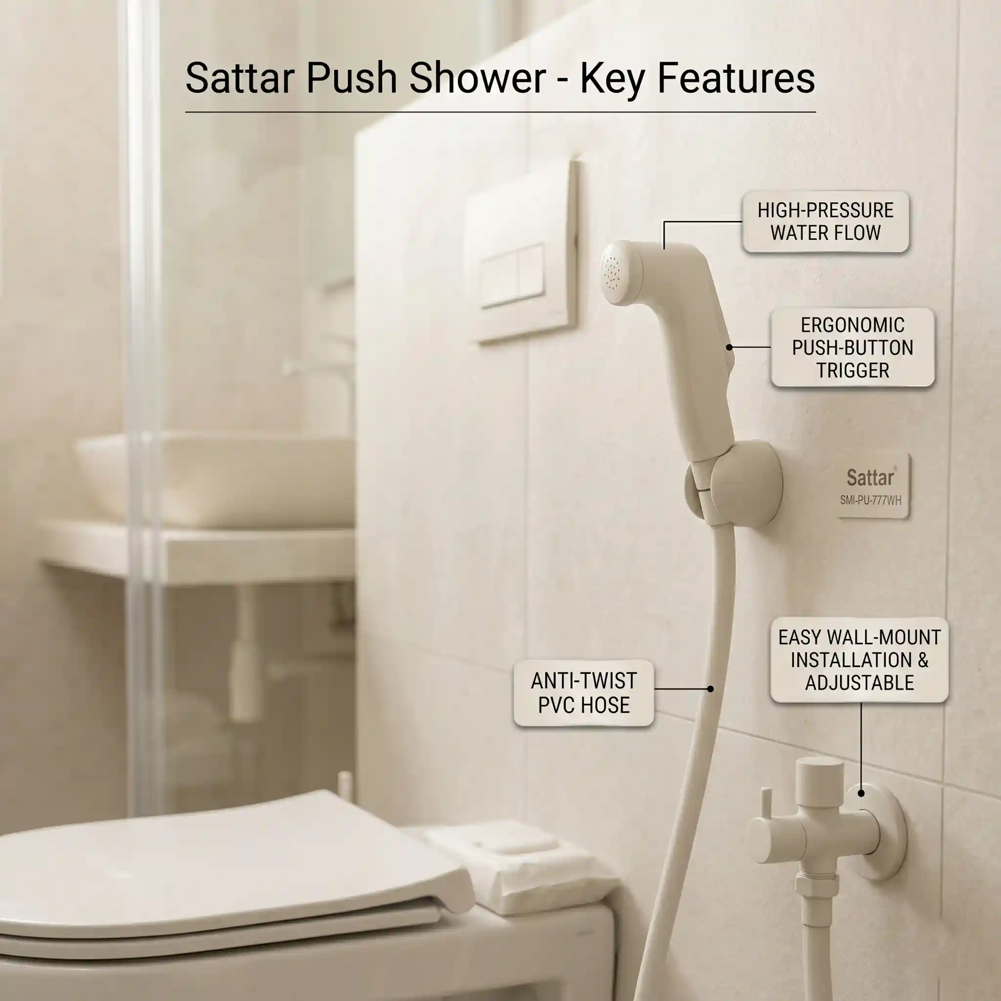 Push Shower Off-White Sattar