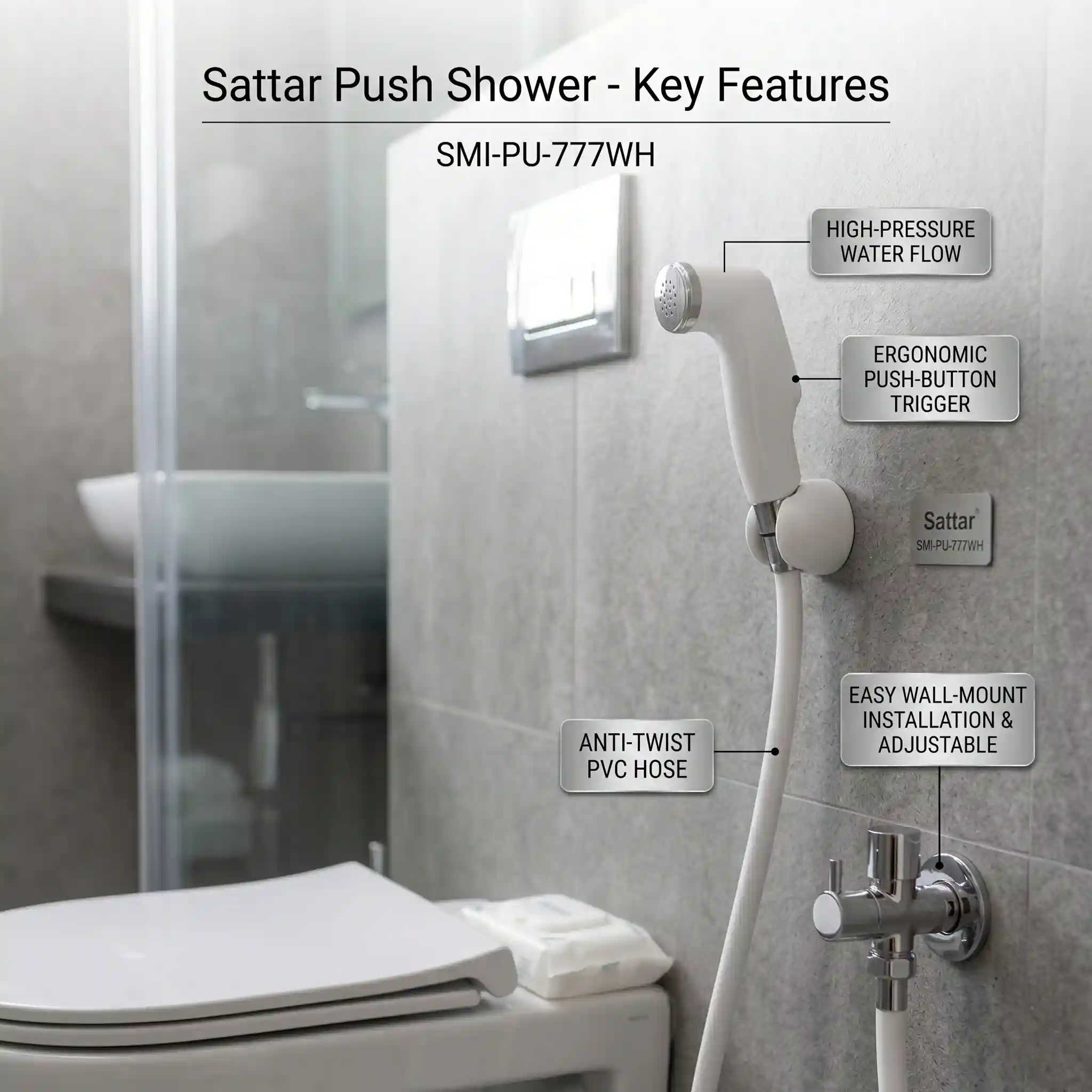 Push Shower White Sattar