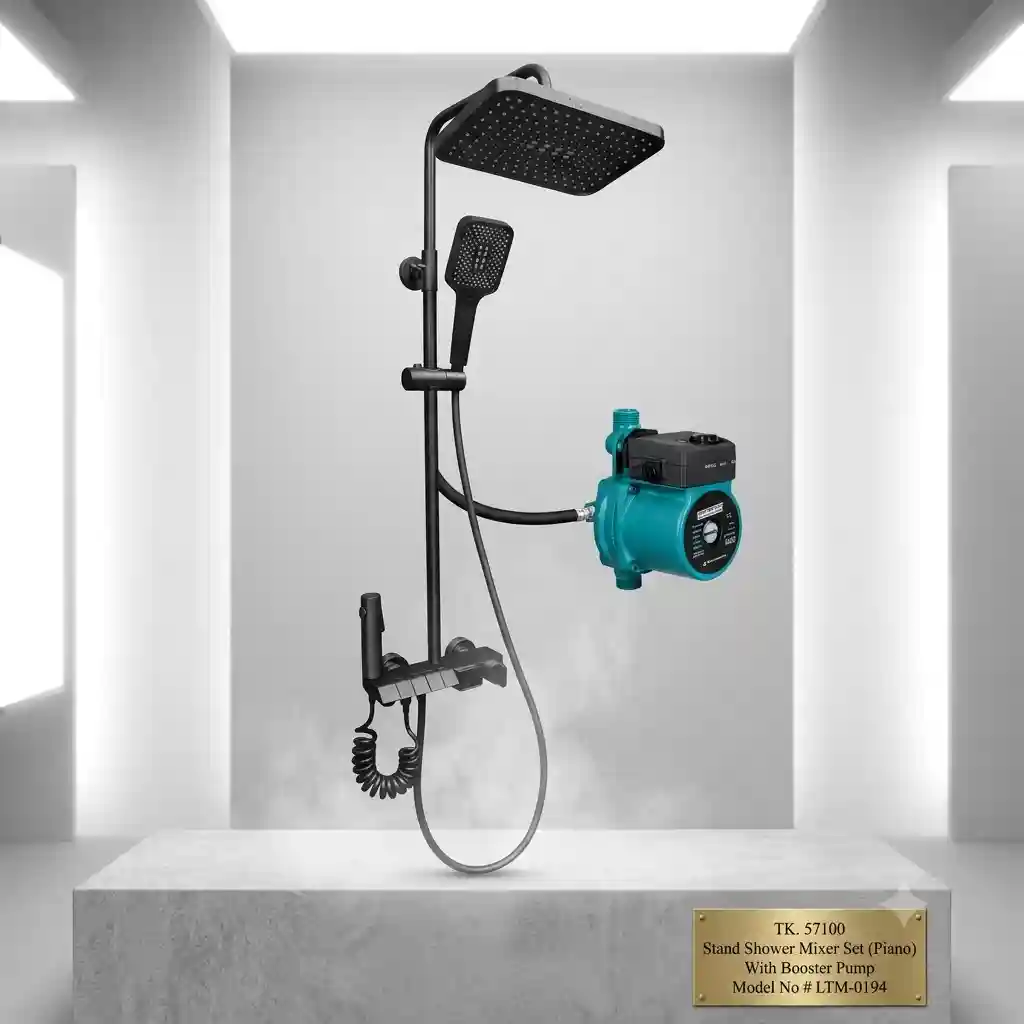 Stand Shower Mixer Set (Piano) With Booster Pump LTM-0194