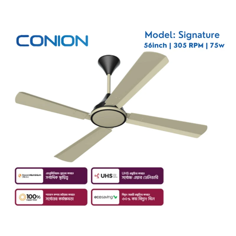 Conion 56" 4 Blades Signature Ceiling Fan Shiny Cream