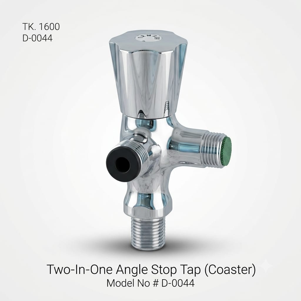 2 in 1 Angle Stop Tap (Coaster) D-0044