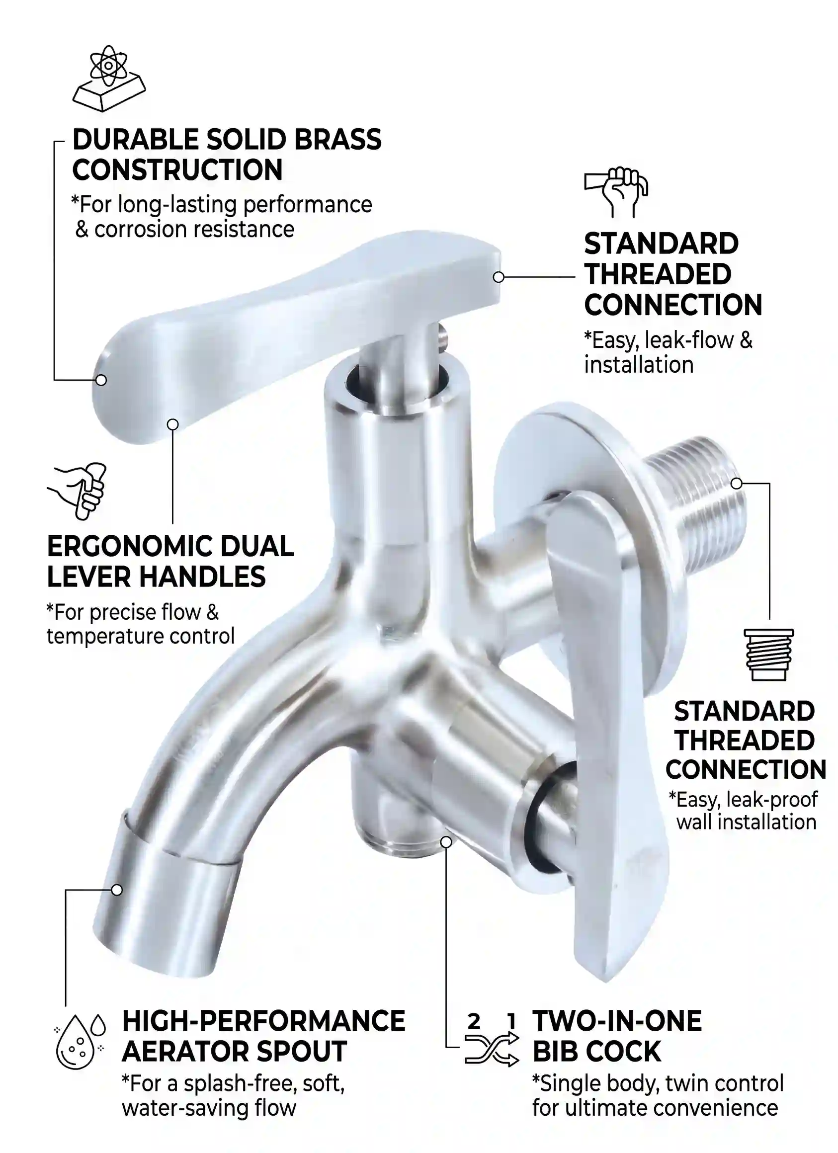 Two In One Bib Cock (Lever) M048A