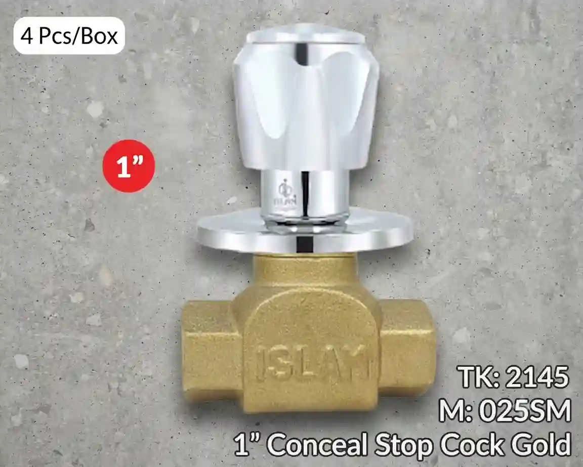 1" Conceal Stop Cock Gold M025SM