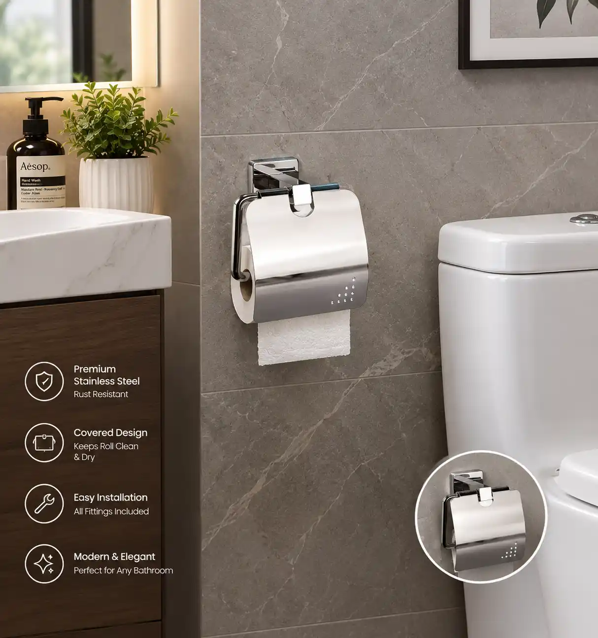 Toilet Paper Holder (COVERED)-SM3402